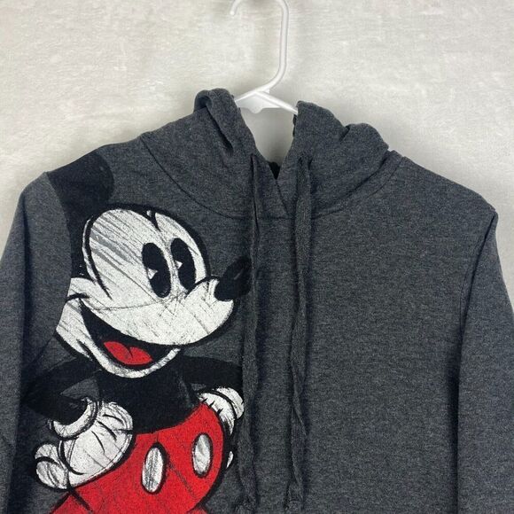 Disney Mickey Mouse Sweater Womens Small Gray Hoodie Sweatshirt Pullover - Picture 3 of 8